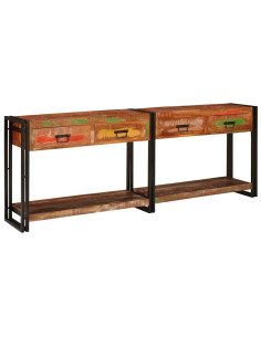 Tavoli consolle 2 pcs Multicolore Legno Recuperato Massello 2