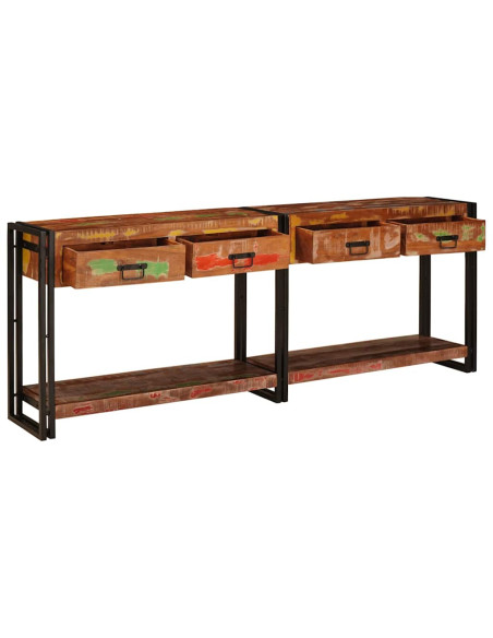 Tavoli consolle 2 pcs Multicolore Legno Recuperato Massello