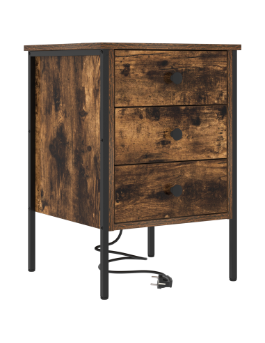 Armadio da Notte con cassetto 2 pcs Rovere fumé 42 x 41 x 61 cm