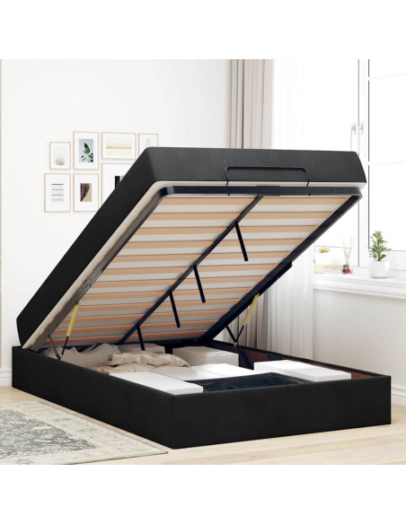 Struttura del letto con archiviazione Nero 140 x 190 cm Velluto
