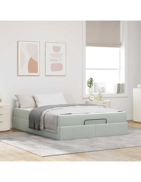 Struttura letto con materasso 2 pcs Grigio chiaro Velluto