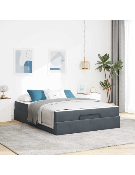 Struttura del letto Grigio scuro 140 x 200 cm Velluto