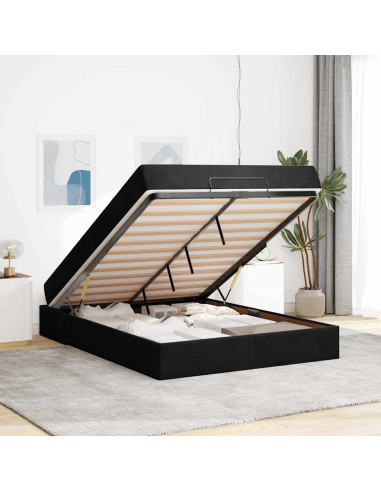 Struttura letto con materasso con materasso 2 pcs Nero Velluto