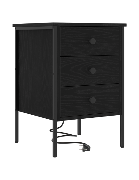 Armadio da Notte con cassetto 2 pcs Rovere Nero 42 x 41 x 61 cm