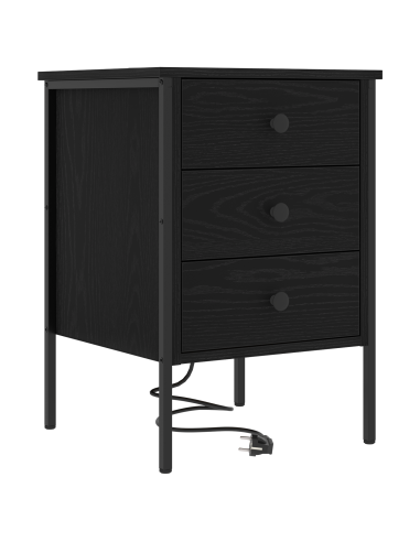 Armadio da Notte con cassetto 2 pcs Rovere Nero 42 x 41 x 61 cm