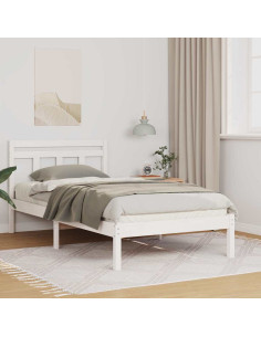 Struttura del letto Bianco 90 x 190 cm Pino massello 2