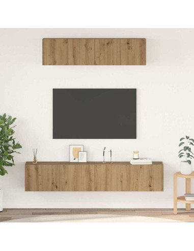 Set mobile TV 4 pcs Rovere artigianale Legno multistrato