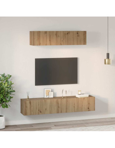 Set mobile TV 4 pcs Rovere artigianale Legno multistrato