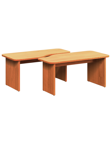 Tavolino da salotto 2 pcs Marrone cerato Legno di pino massello