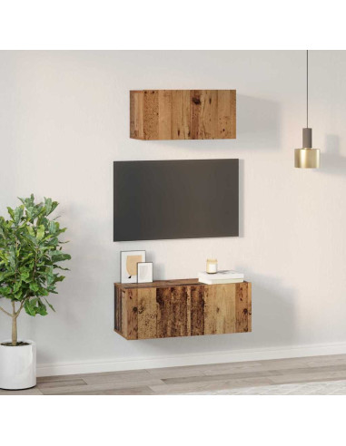 Set mobile TV 2 pcs Legno vecchio Legno multistrato