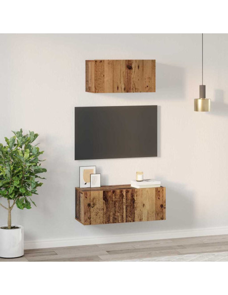 Set mobile TV 2 pcs Legno vecchio Legno multistrato