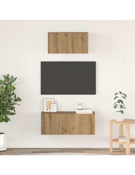 Set mobile TV 2 pcs Rovere artigianale Legno multistrato