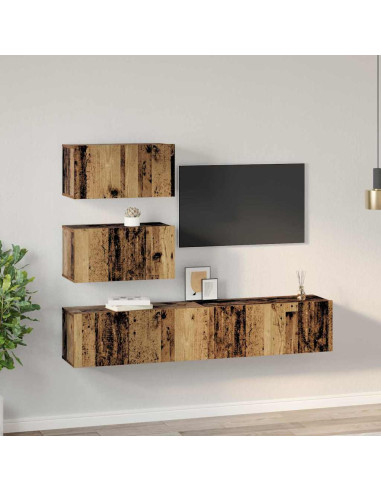 Set mobile TV 4 pcs Legno vecchio Legno multistrato