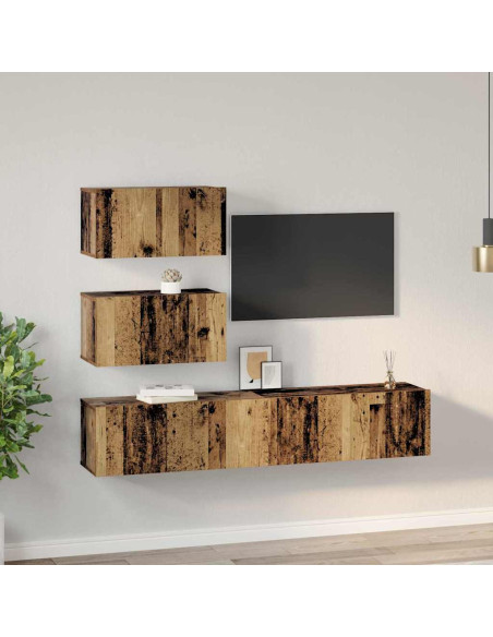 Set mobile TV 4 pcs Legno vecchio Legno multistrato
