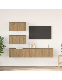 Set mobile TV 4 pcs Rovere artigianale Legno multistrato 2