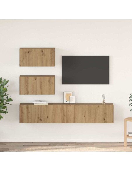 Set mobile TV 4 pcs Rovere artigianale Legno multistrato