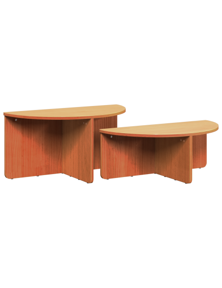 Tavolino da salotto 2 pcs Marrone cerato Legno di pino massello