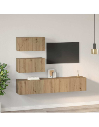 Set mobile TV 4 pcs Rovere artigianale Legno multistrato
