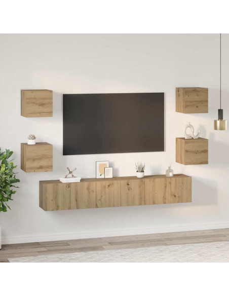 Set mobile TV 7 pcs Rovere artigianale Legno multistrato