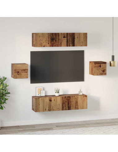 Set mobile TV 6 pcs Legno vecchio Legno multistrato