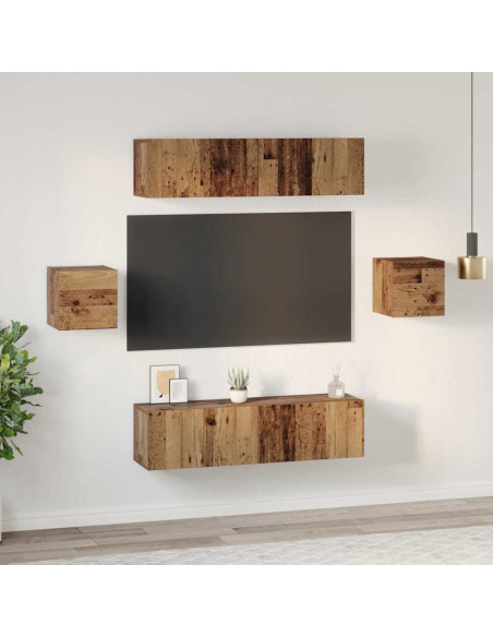 Set mobile TV 6 pcs Legno vecchio Legno multistrato