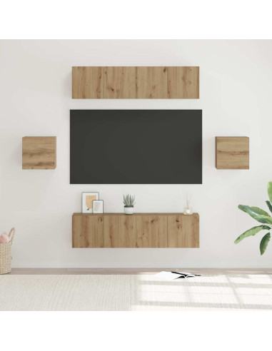 Set mobile TV 6 pcs Rovere artigianale Legno multistrato