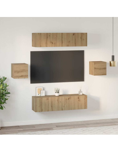 Set mobile TV 6 pcs Rovere artigianale Legno multistrato