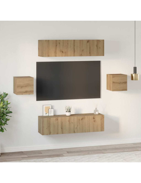 Set mobile TV 6 pcs Rovere artigianale Legno multistrato