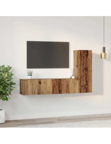 Set mobile TV 3 pcs Legno vecchio Legno multistrato