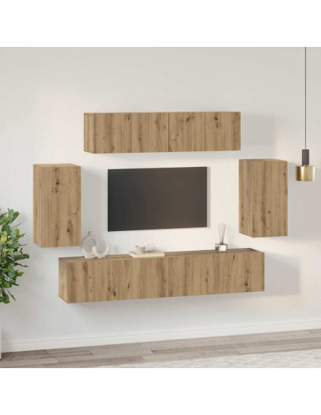 Set mobile TV 6 pcs rovere artigianale 80 x 30 x 30 cm