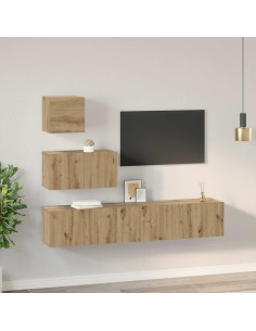 Set mobile TV 4 pcs Rovere artigianale Legno multistrato 2