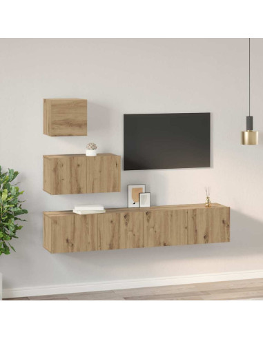 Set mobile TV 4 pcs Rovere artigianale Legno multistrato