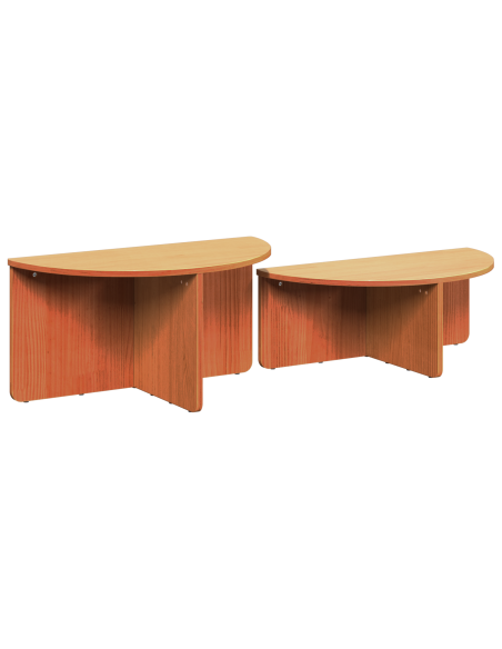 Tavolino da salotto 2 pcs Marrone cerato Legno di pino massello