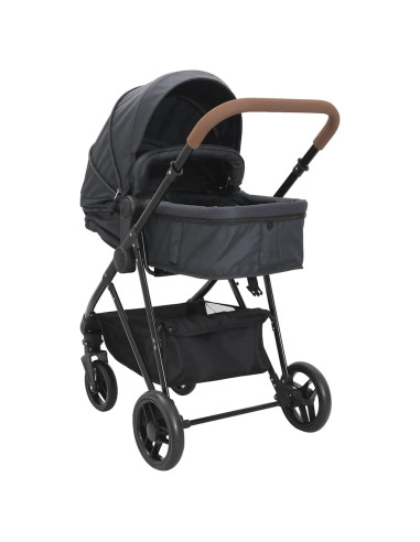 Passeggino 2 in 1 Antracite e Nero in Acciaio