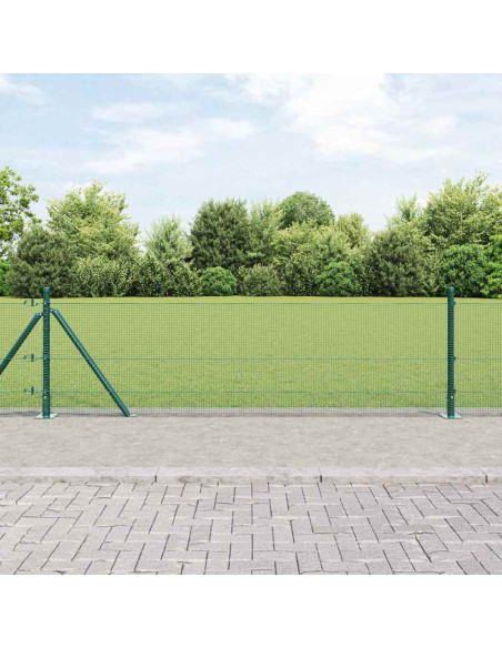 Recinzione in Filo Rete con 13 Posti Flangiati Verde 0.5x100 m Acciaio