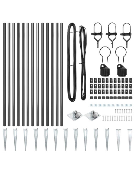 Set di Pali da Recinzione 13 pcs Grigio Ø32mm 100 cm Metallo