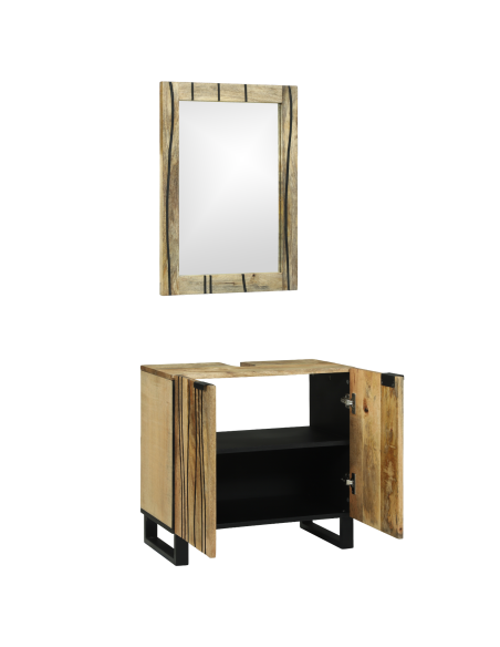 Set di mobili per il bagno 2 pcs Marrone Legno multistrato