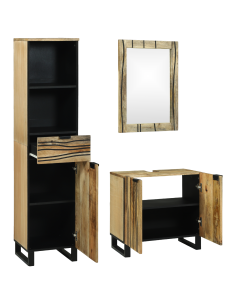 Set di mobili per il bagno 3 pcs Marrone Legno multistrato 2