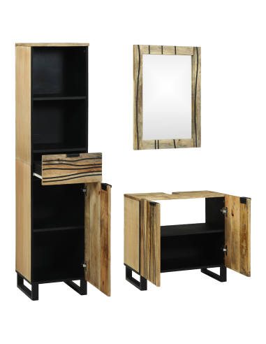 Set di mobili per il bagno 3 pcs Marrone Legno multistrato