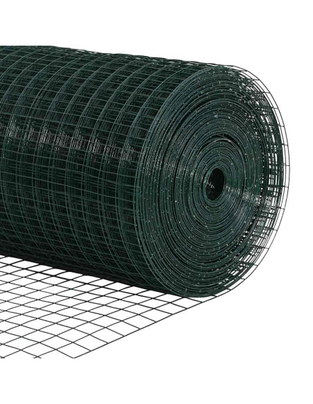 Recinzione in Filo Rete con 13 Posti Flangiati Verde 0.5x100 m Acciaio