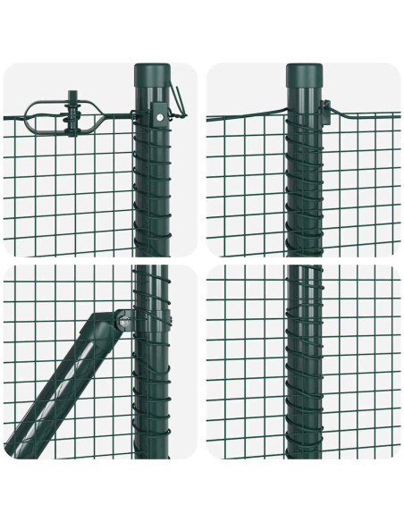 Recinzione in rete saldata con 13 pali flangiati Verde 0.6x100 m Acciaio