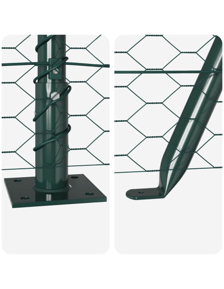Set di Recinzione Set di 2 Verde Foresta Metallo 25 x 0,5 m