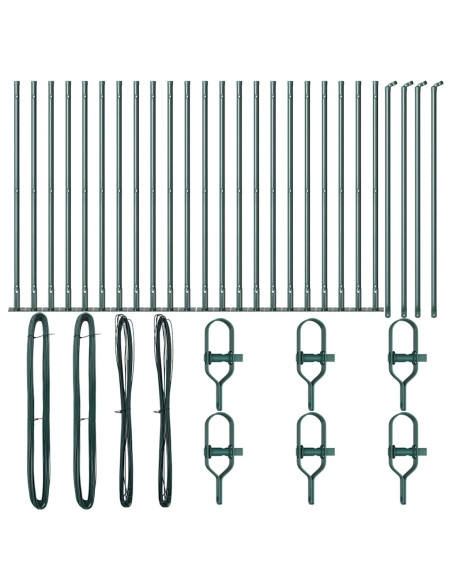 Pali per recinzione con basi 26 pcs Ø32mm 70cm Acciaio zincato