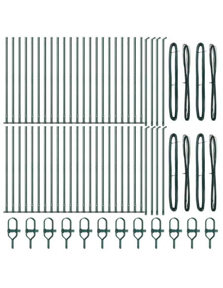 Pali per recinzione con piastre di base 52 pezzi Ø32mm 70cm in acciaio zincato