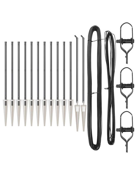 Set di Pali da Recinzione 13 pcs Grigio Ø32mm 100 cm Metallo