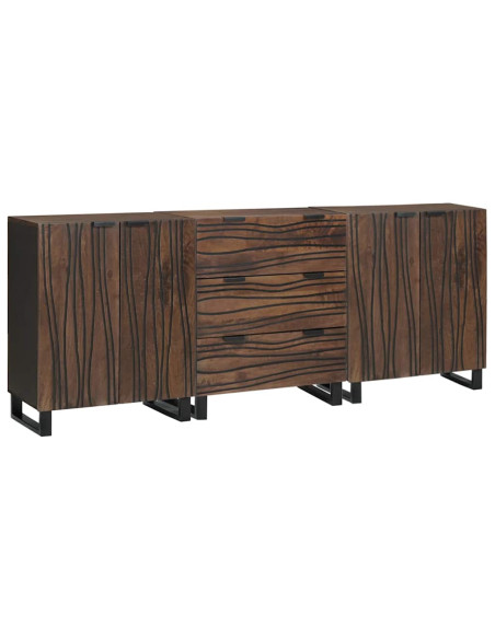 Set di mobili per il bagno con cassetto con lo scaffale 3 pcs Marrone Large