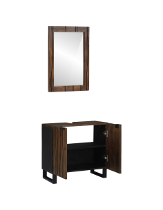 Set di mobili per il bagno 2 pcs Marrone Noce Legno multistrato 2