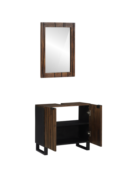 Set di mobili per il bagno 2 pcs Marrone Noce Legno multistrato