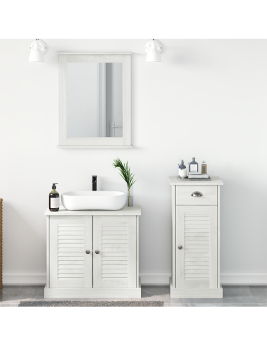 Set di mobili per il bagno 3 pcs Bianco Antico Pino massello