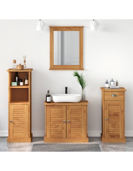 Set di mobili per il bagno con cassetto 4 pcs marrone ambrato